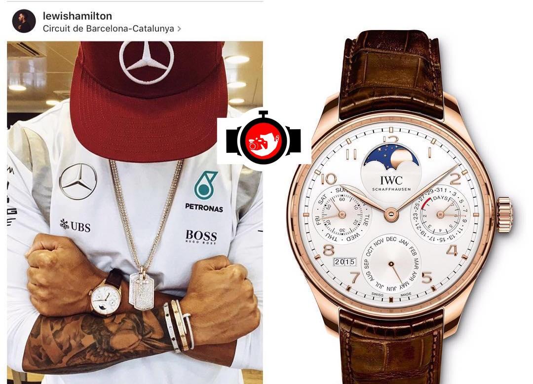 pilot Lewis Hamilton spotted wearing a IWC IW503302