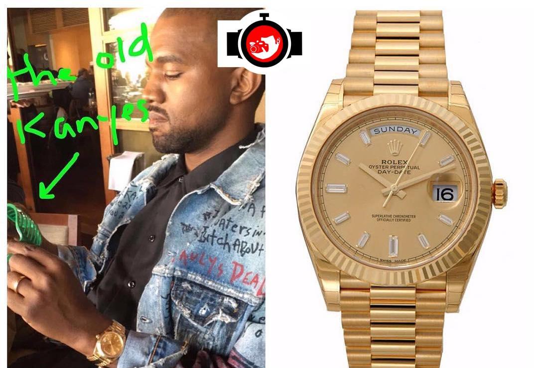 rapper Kanye West spotted wearing a Rolex 228238