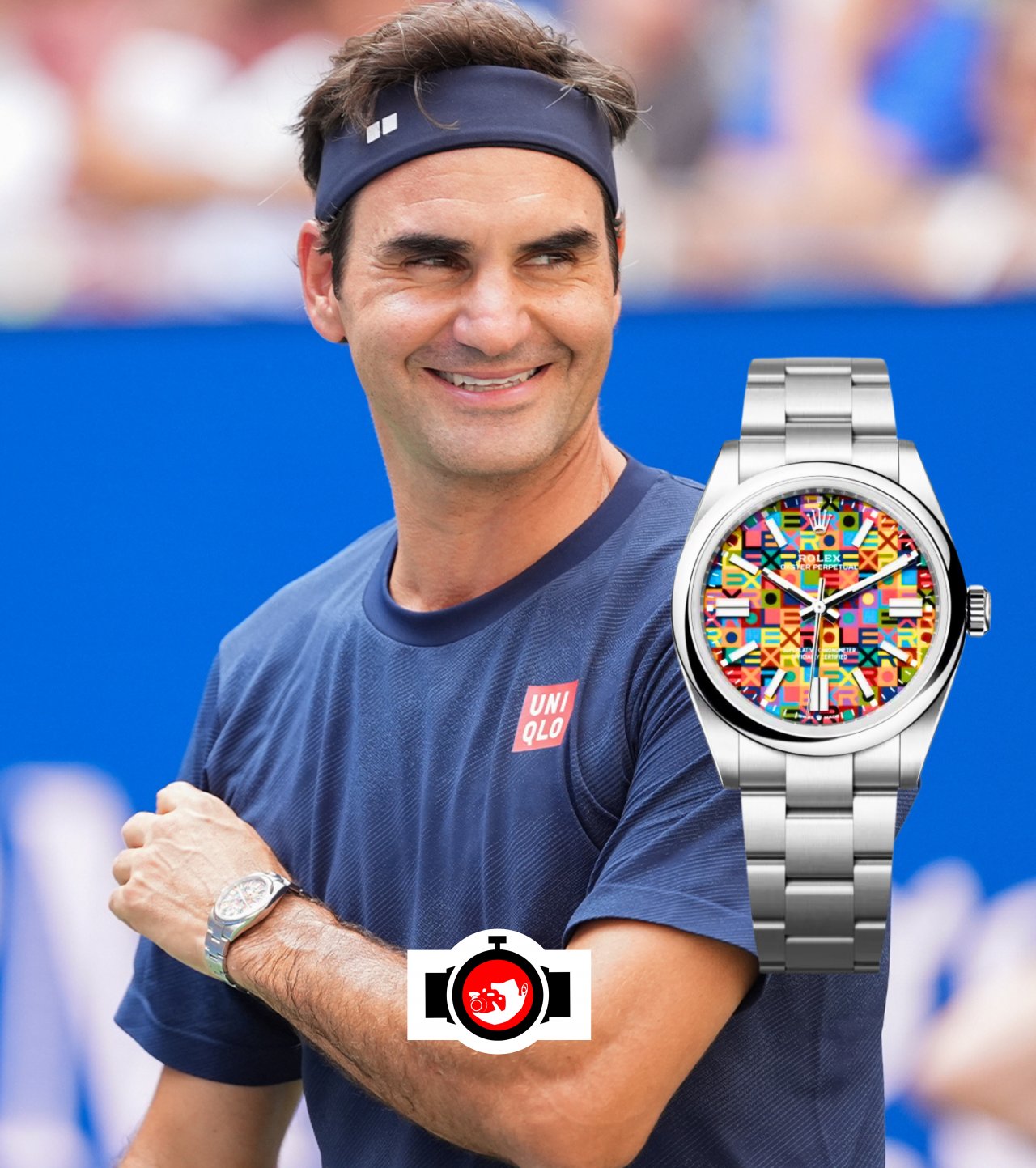 tennis player Roger Federer spotted wearing a Rolex 134300
