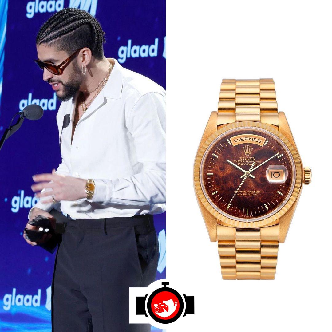 singer Bad Bunny spotted wearing a Rolex 18038