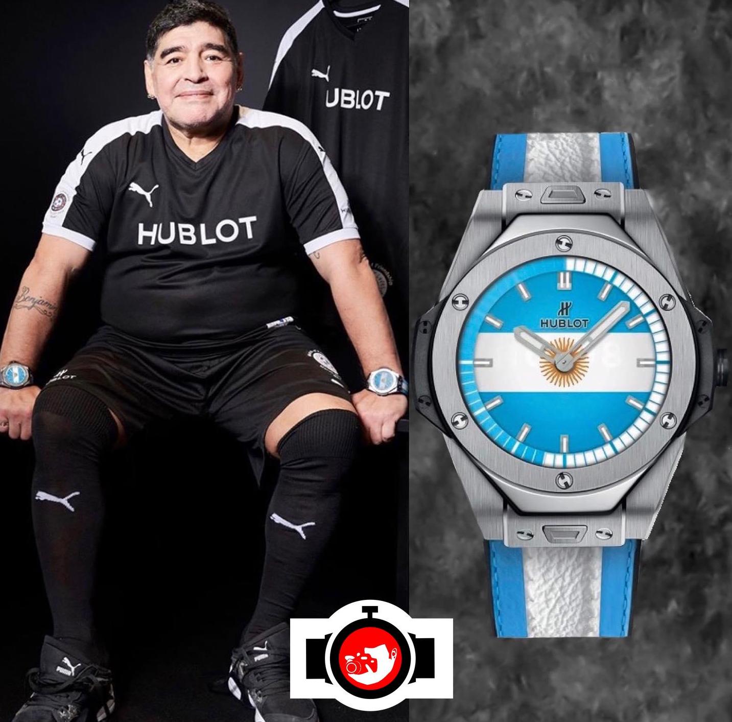 footballer Diego Maradona spotted wearing a Hublot 400.NX.100.RX