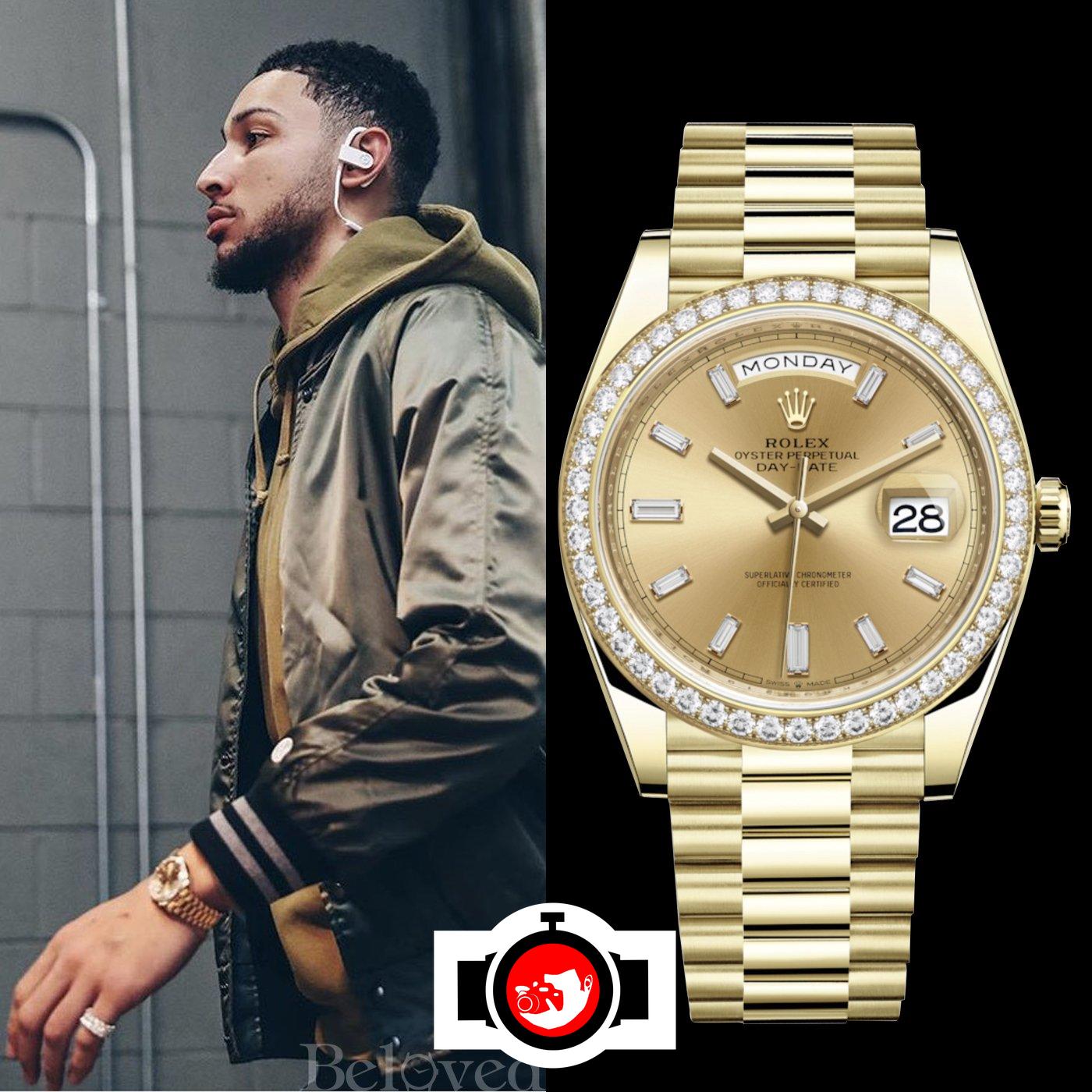 basketball player Ben Simmons spotted wearing a Rolex 228398TBR