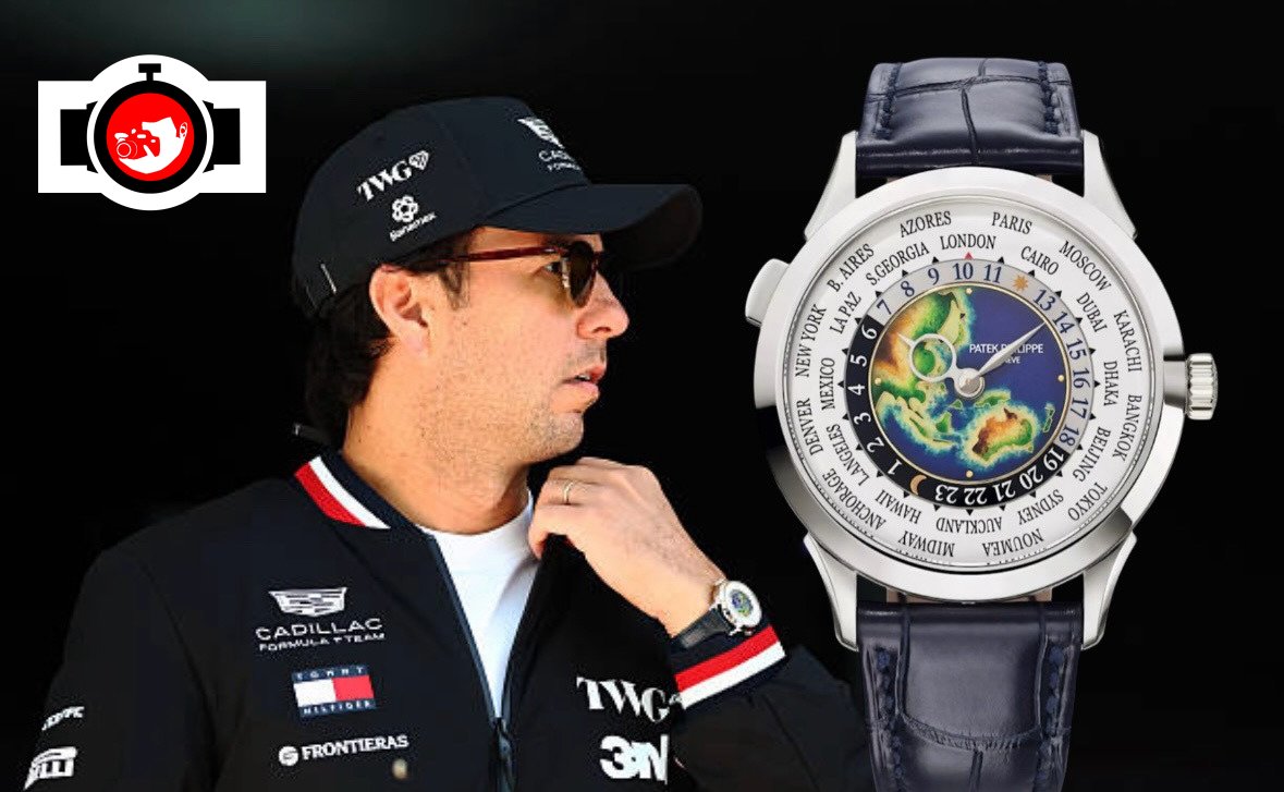 racing driver Sergio Pérez spotted wearing a Patek Philippe 5231G