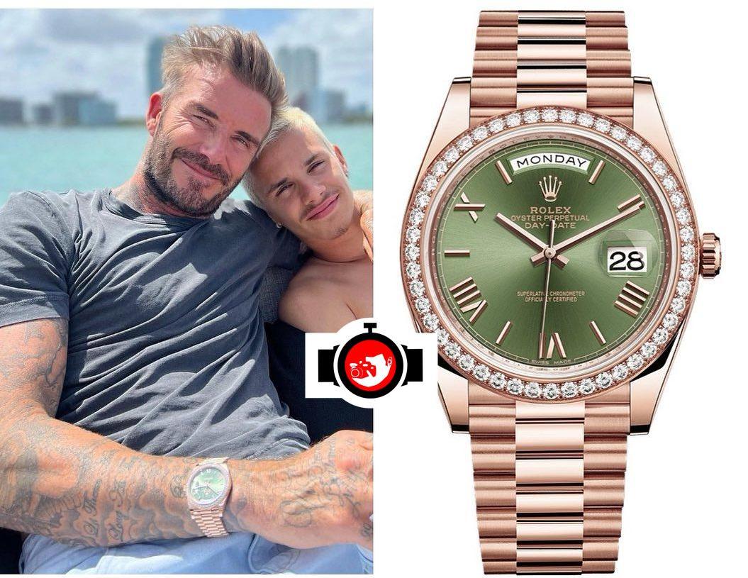 footballer David Beckham spotted wearing a Rolex 228345RBR