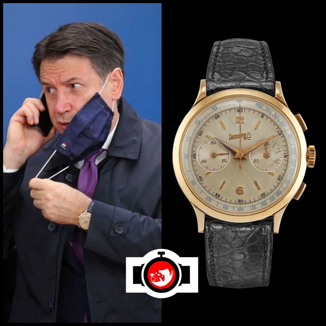 politician Giuseppe Conte spotted wearing a Eberhard 14007