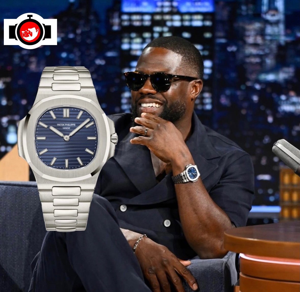 comedian Kevin Hart spotted wearing a Patek Philippe 5711/1P-001