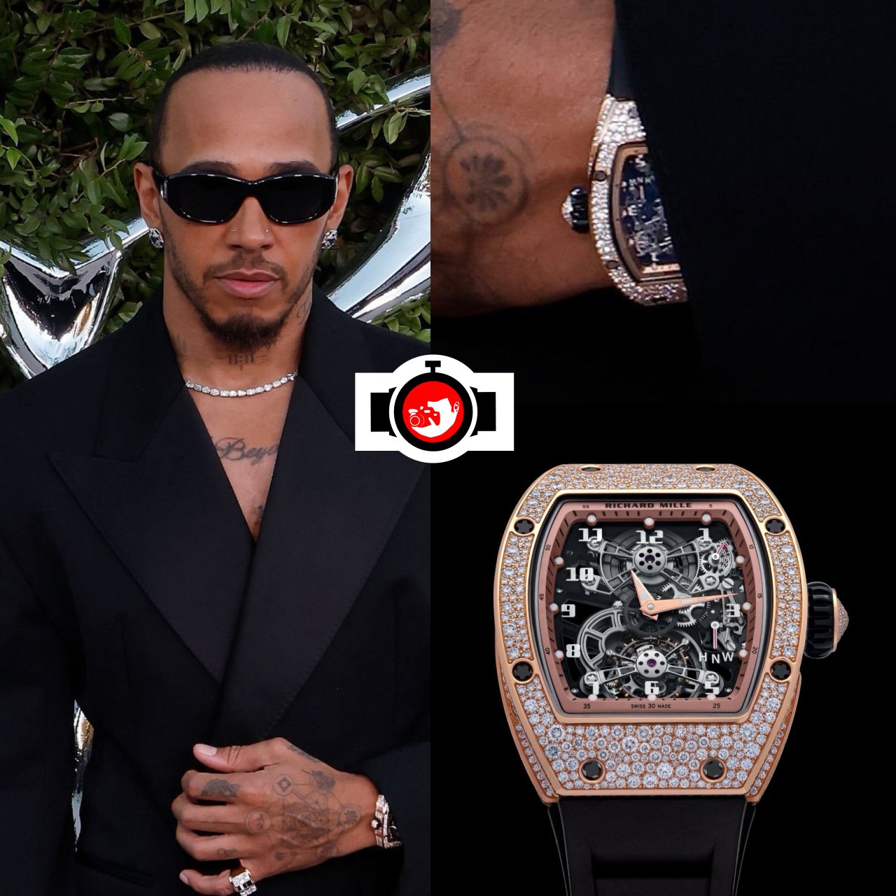 racing driver Lewis Hamilton spotted wearing a Richard Mille RM17-01 RG