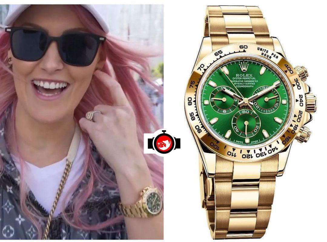 youtuber SuperCar Blondie spotted wearing a Rolex 116508