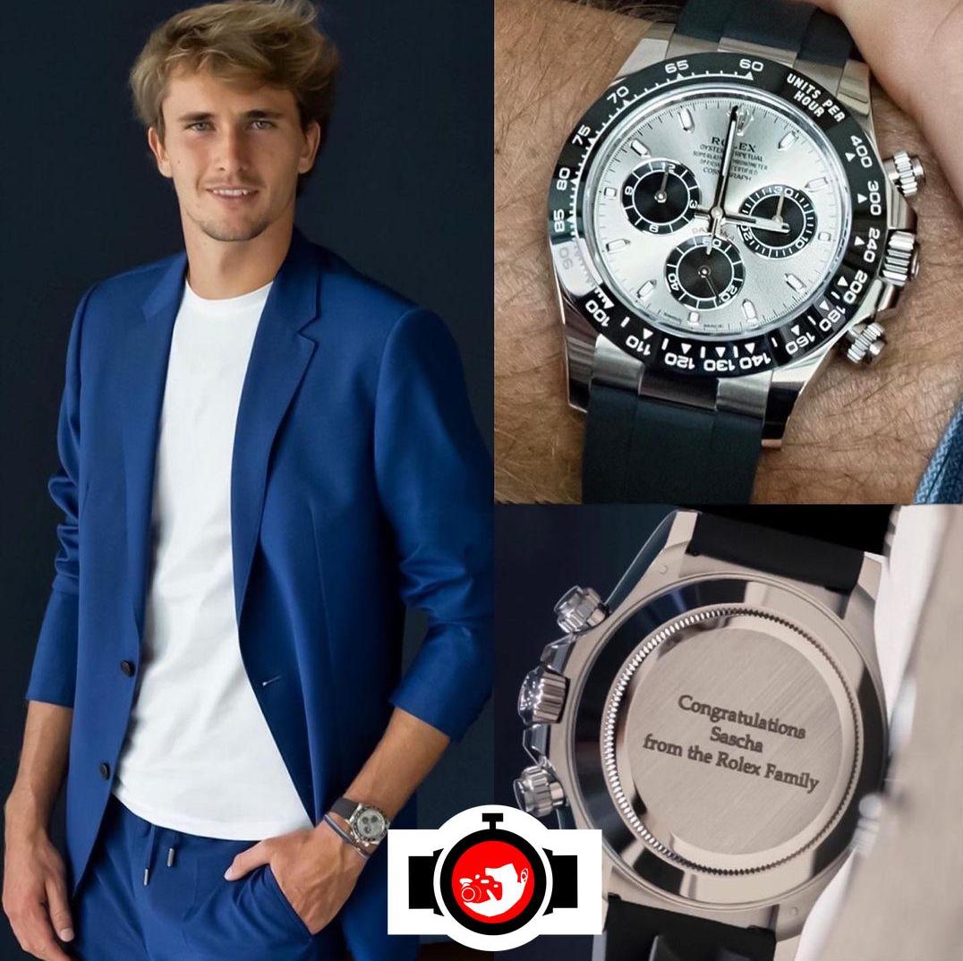 tennis player Alexander Zverev spotted wearing a Rolex 116519