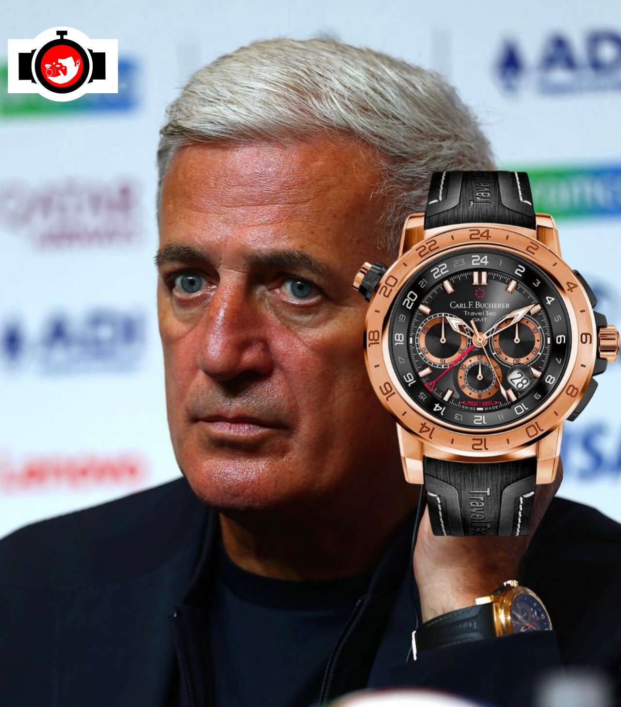football manager Vladimir Petkovic spotted wearing a Carl F. Bucherer 00.10629.15.33.01