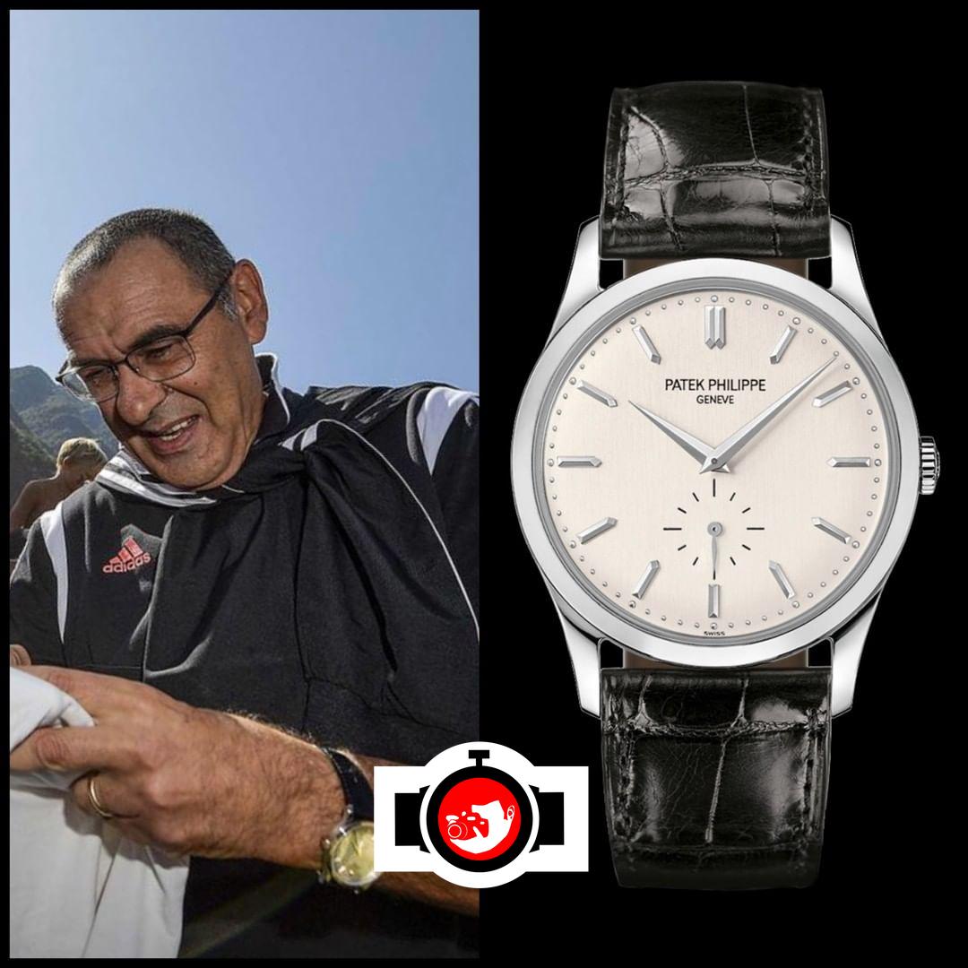 football manager Maurizio Sarri spotted wearing a Patek Philippe 5196G