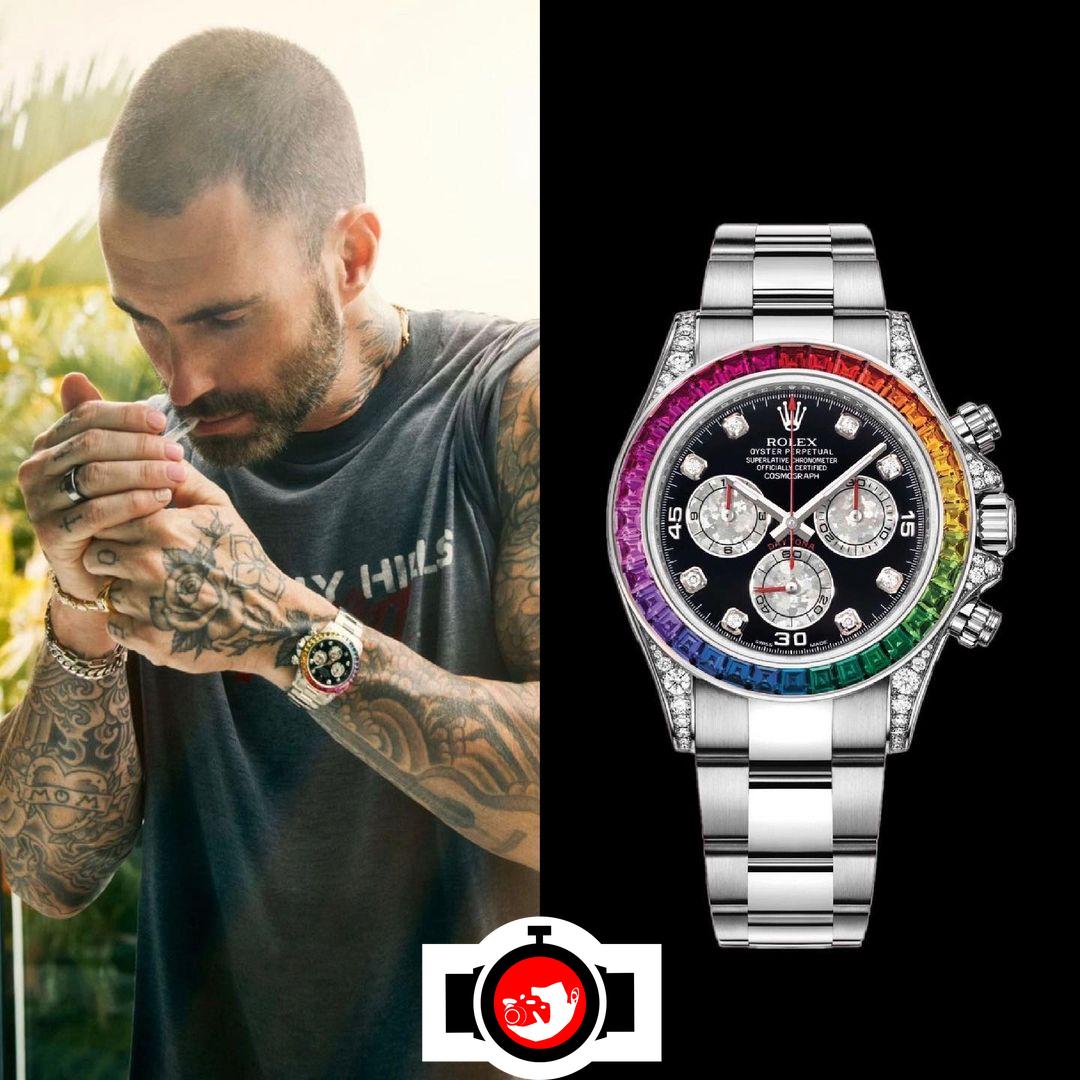 singer Adam Levine spotted wearing a Rolex 116599RBOW