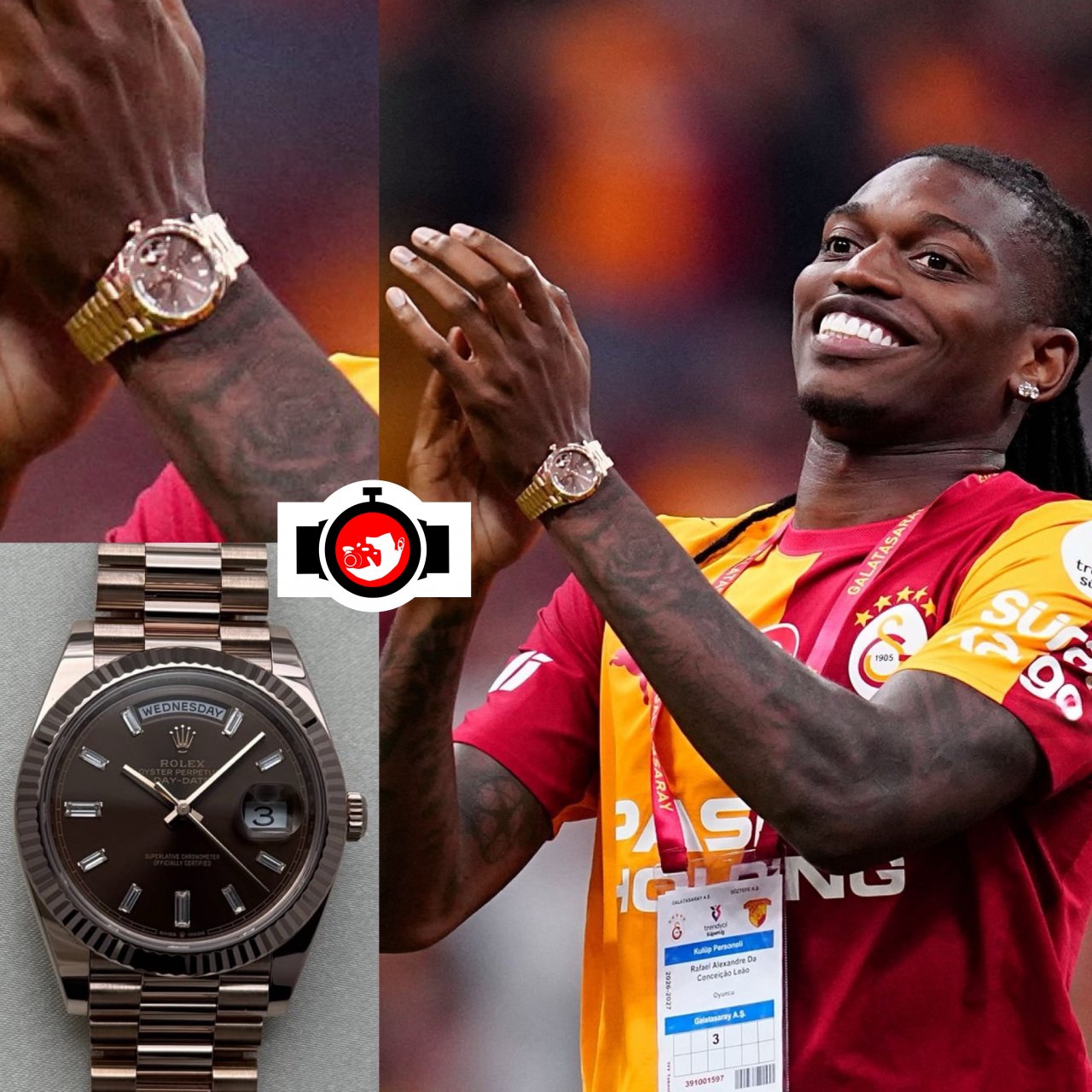 footballer Rafael Leão spotted wearing a Rolex 228235
