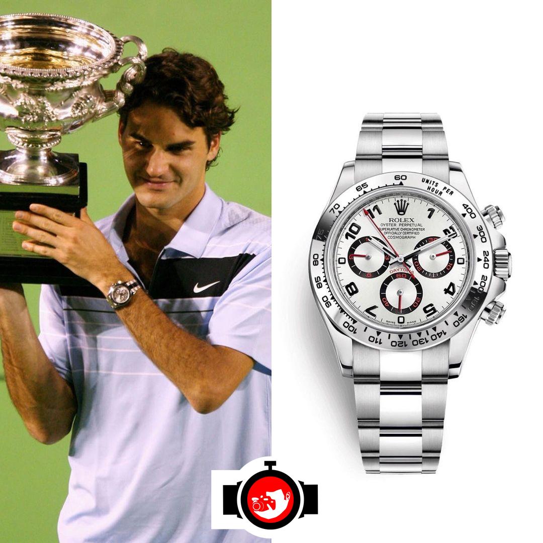 tennis player Roger Federer spotted wearing a Rolex 116509
