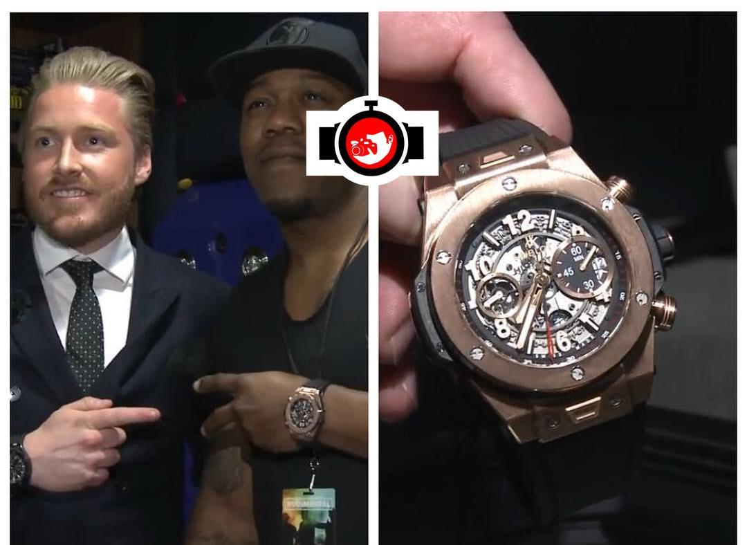 musician Leon Rolle DJ Locksmith spotted wearing a Hublot 411.OX.1180.RX