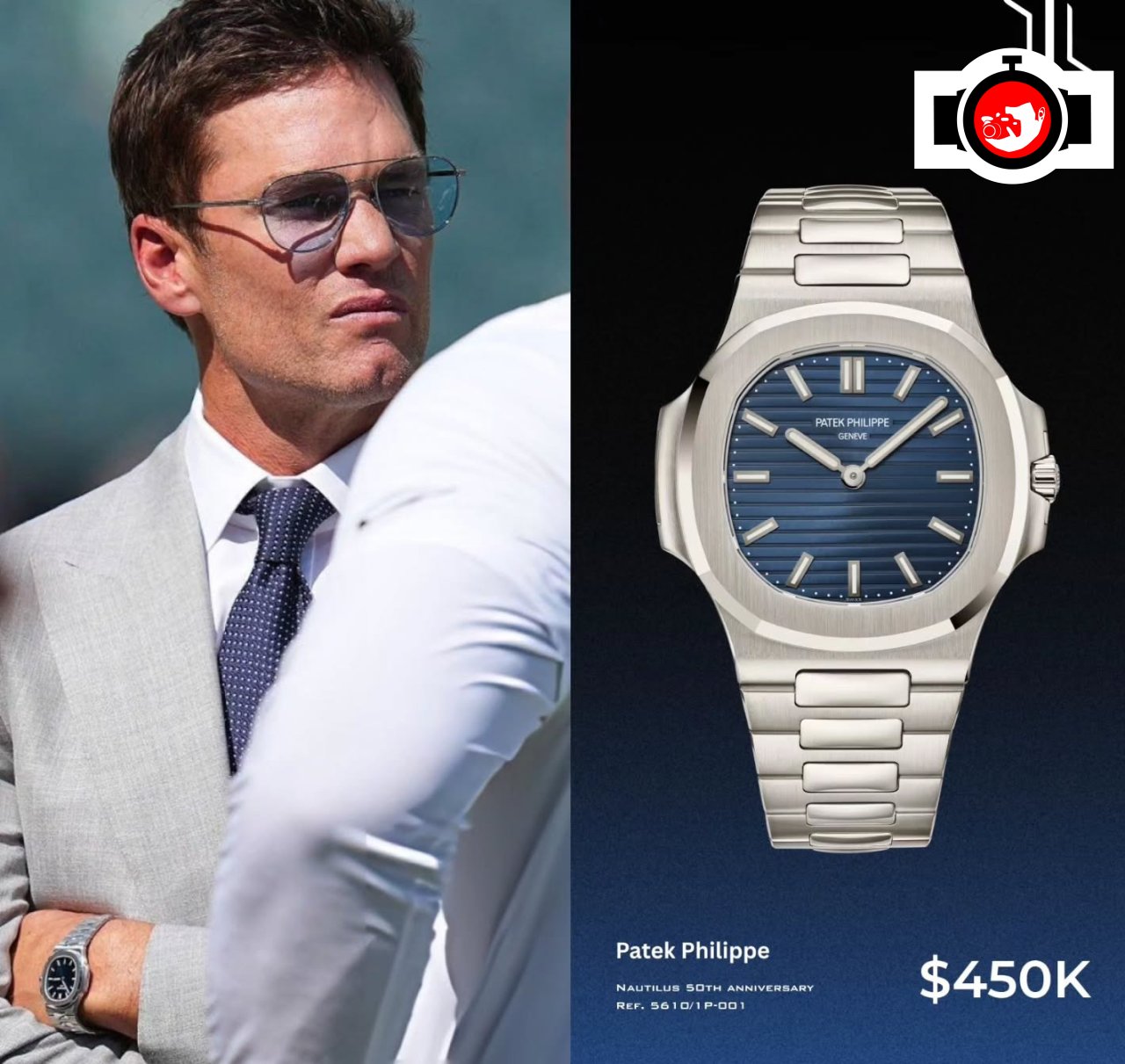 american football player Tom Brady spotted wearing a Patek Philippe 5610/1P-001