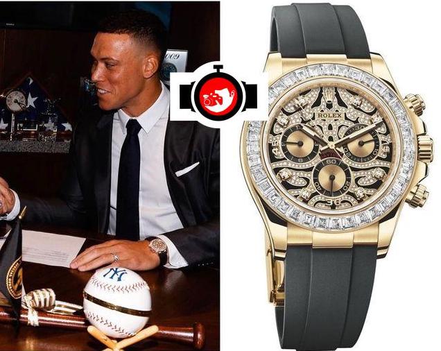 baseball player Aaron Judge spotted wearing a Rolex 116588TBR