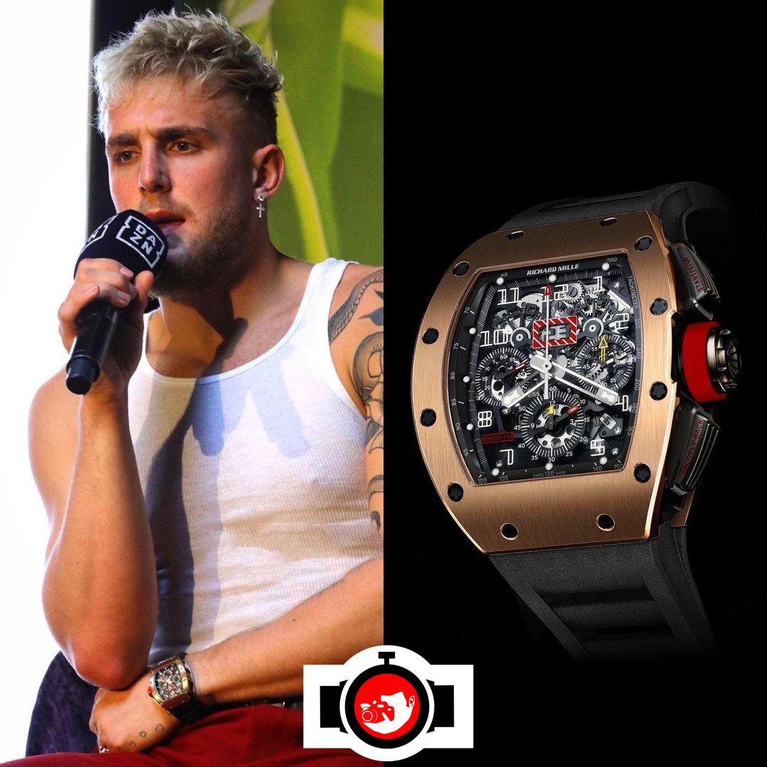 Inside Jake Paul's Dazzling Watch Collection: A Closer Look at his Richard Mille RM011 Automatic in Rose Gold and Titanium with Red Crown
