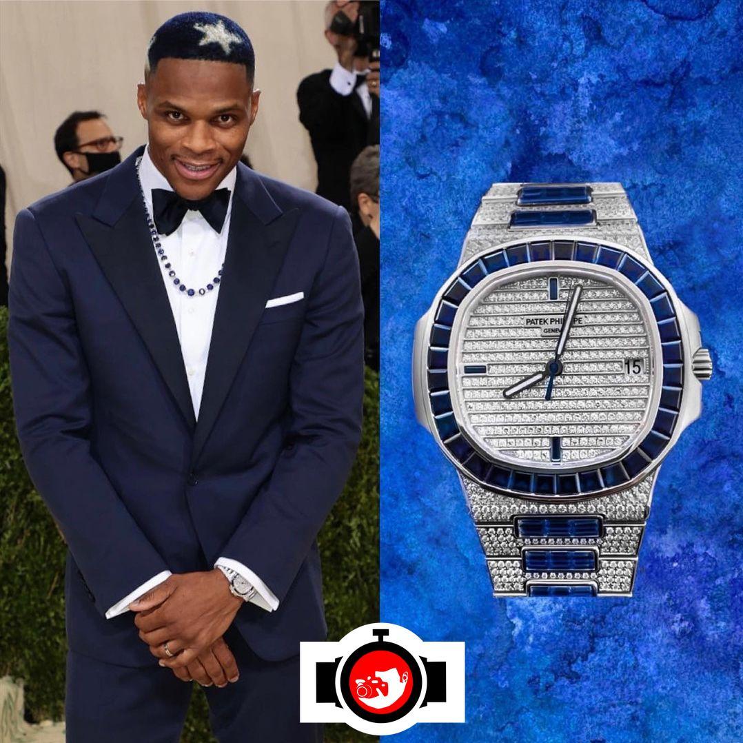 basketball player Russell Westbrook spotted wearing a Patek Philippe 5719/11G