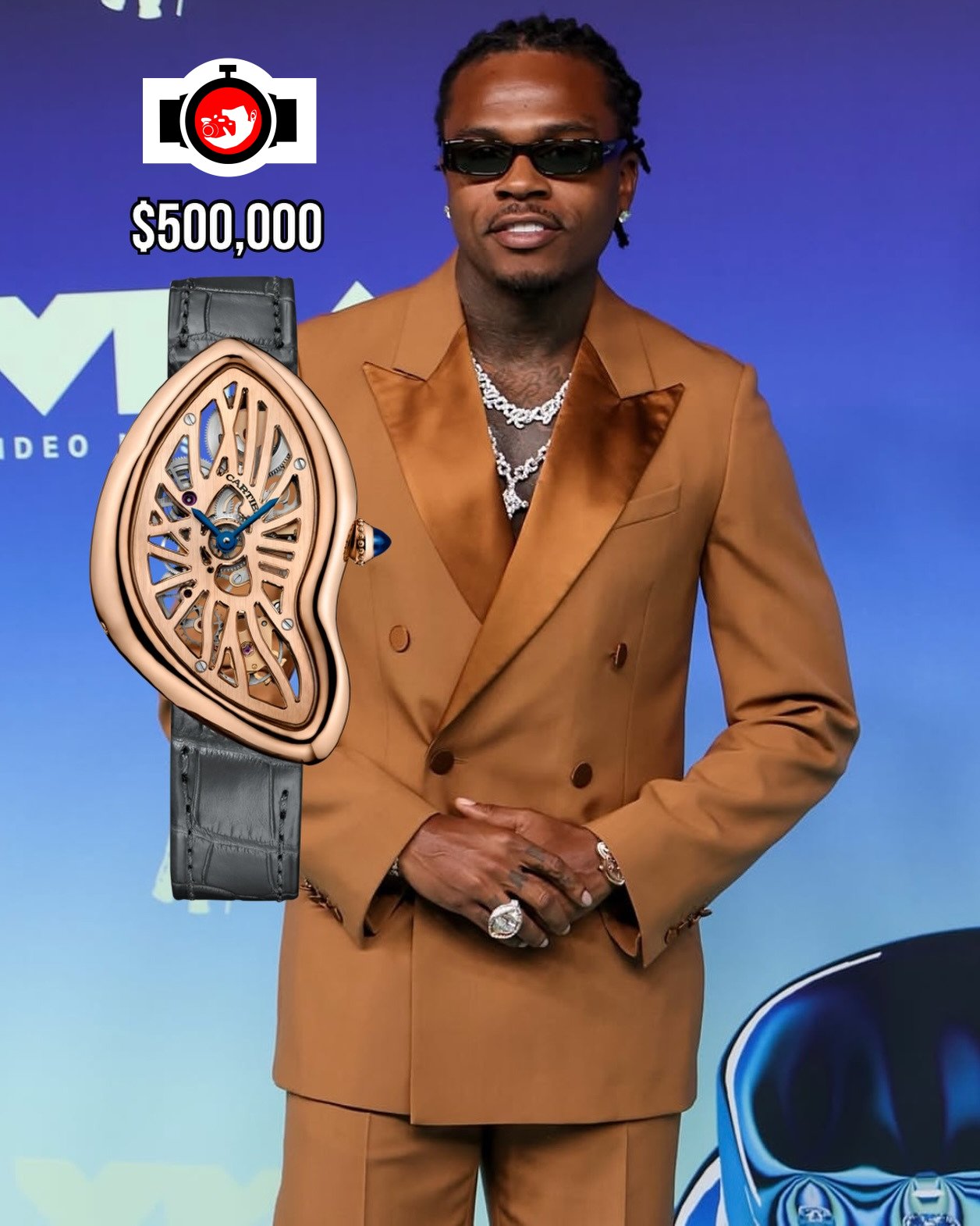 rapper Gunna spotted wearing a Cartier HPI00577