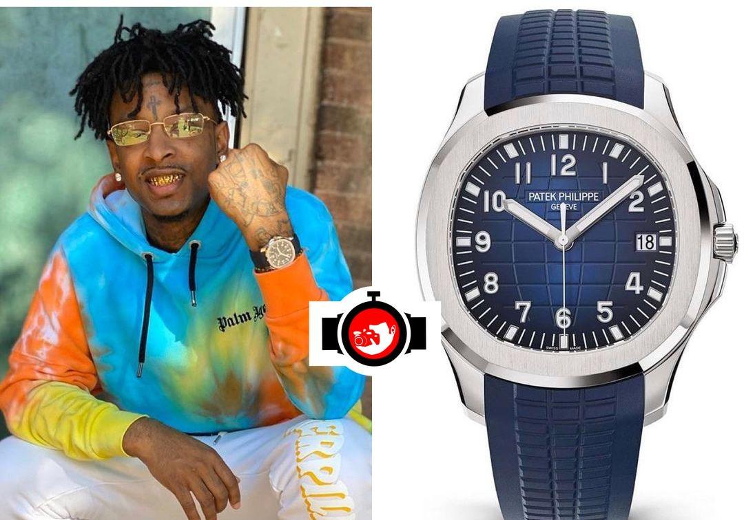 rapper 21 Savage spotted wearing a Patek Philippe 5168G