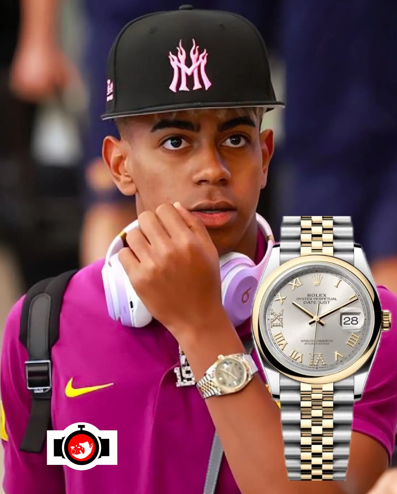 footballer Lamine Yamal spotted wearing a Rolex 126233
