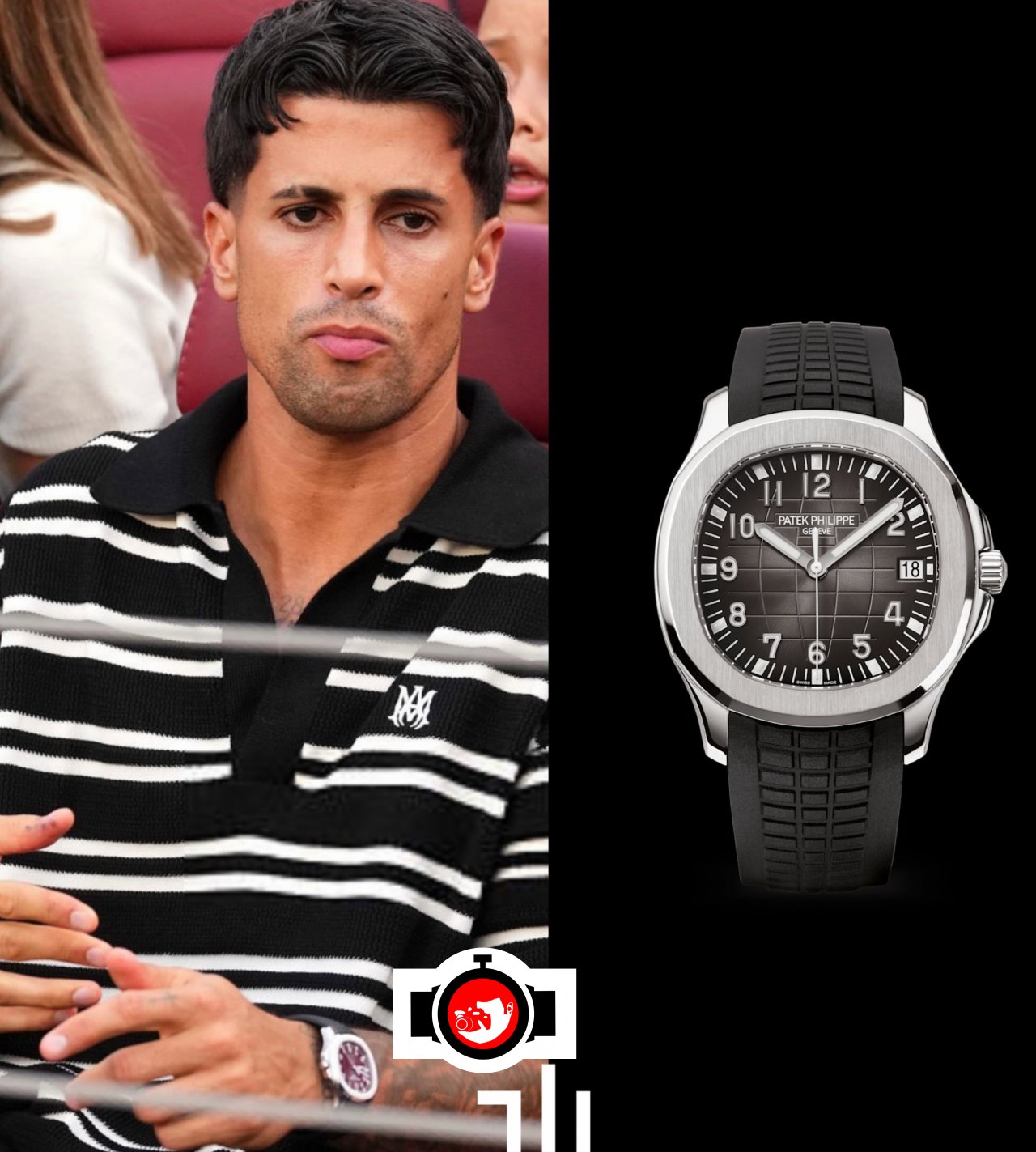 footballer João Cancelo spotted wearing a Patek Philippe 5167A-001