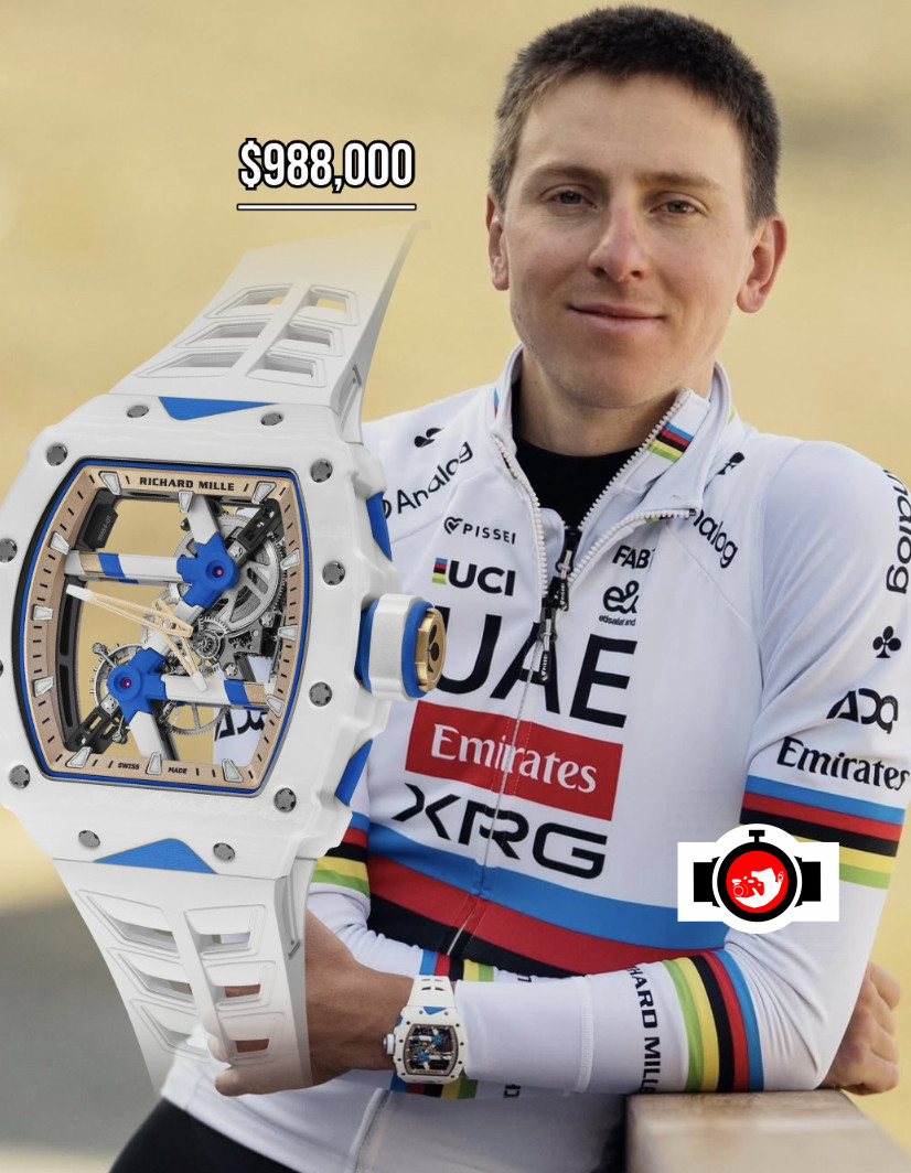 cyclist Tadej Pogačar spotted wearing a Richard Mille RM 64-01