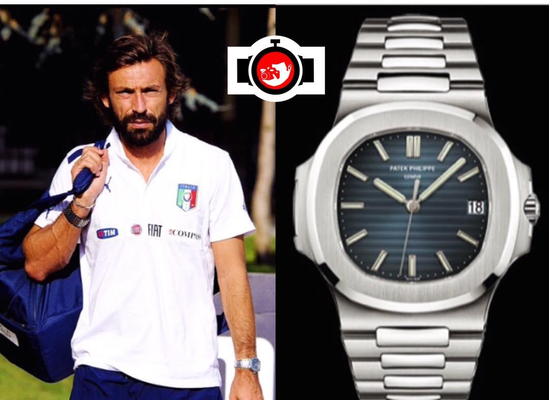 football manager Andrea Pirlo spotted wearing a Patek Philippe 5711/1A-010