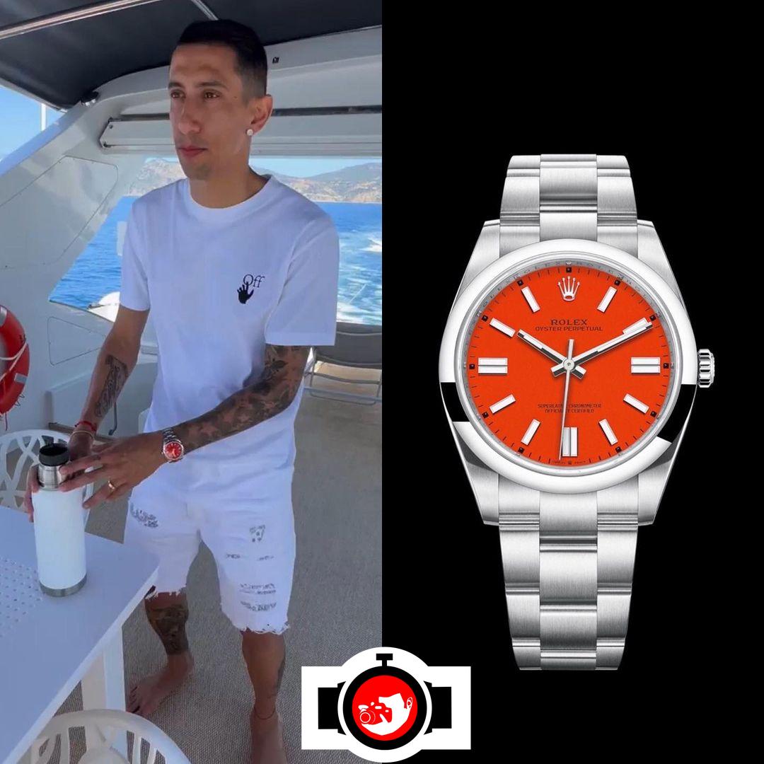 footballer Angel Di Maria spotted wearing a Rolex 124300