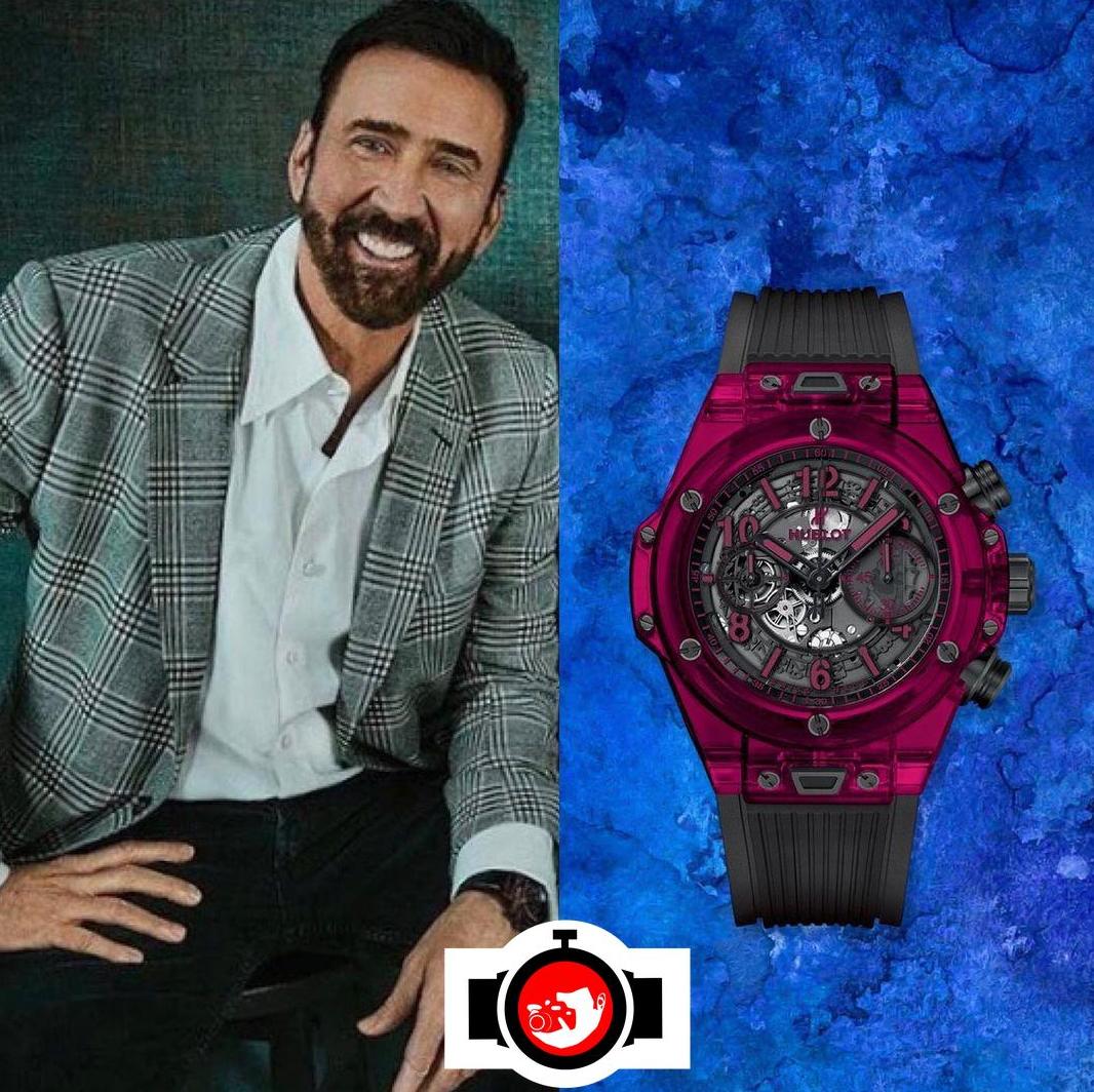 actor Nicolas Cage spotted wearing a Hublot 411JR4901RT