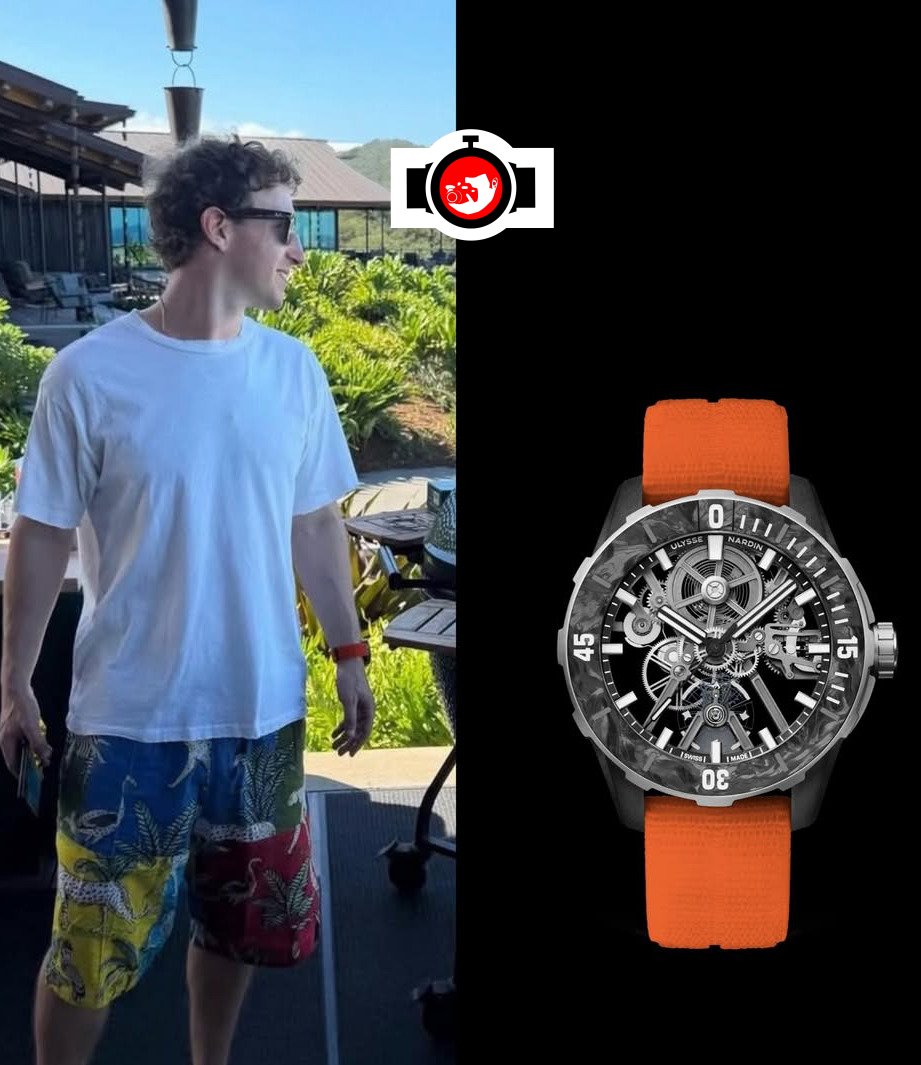entrepreneur Mark Zuckerberg spotted wearing a Ulysse Nardin 3203-500LE-3/93-AIR