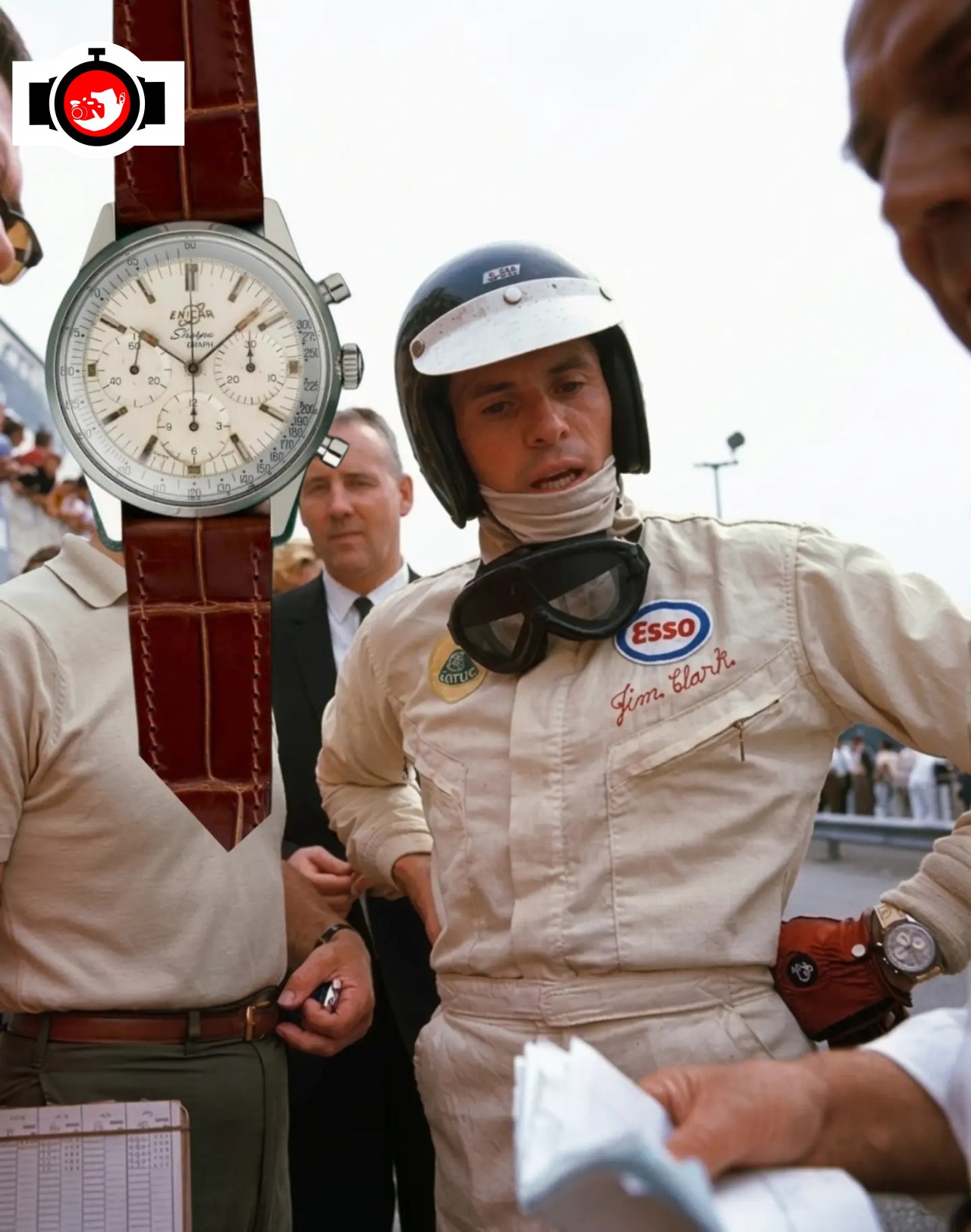 racing driver Jim Clark spotted wearing a Enicar 072 02 01