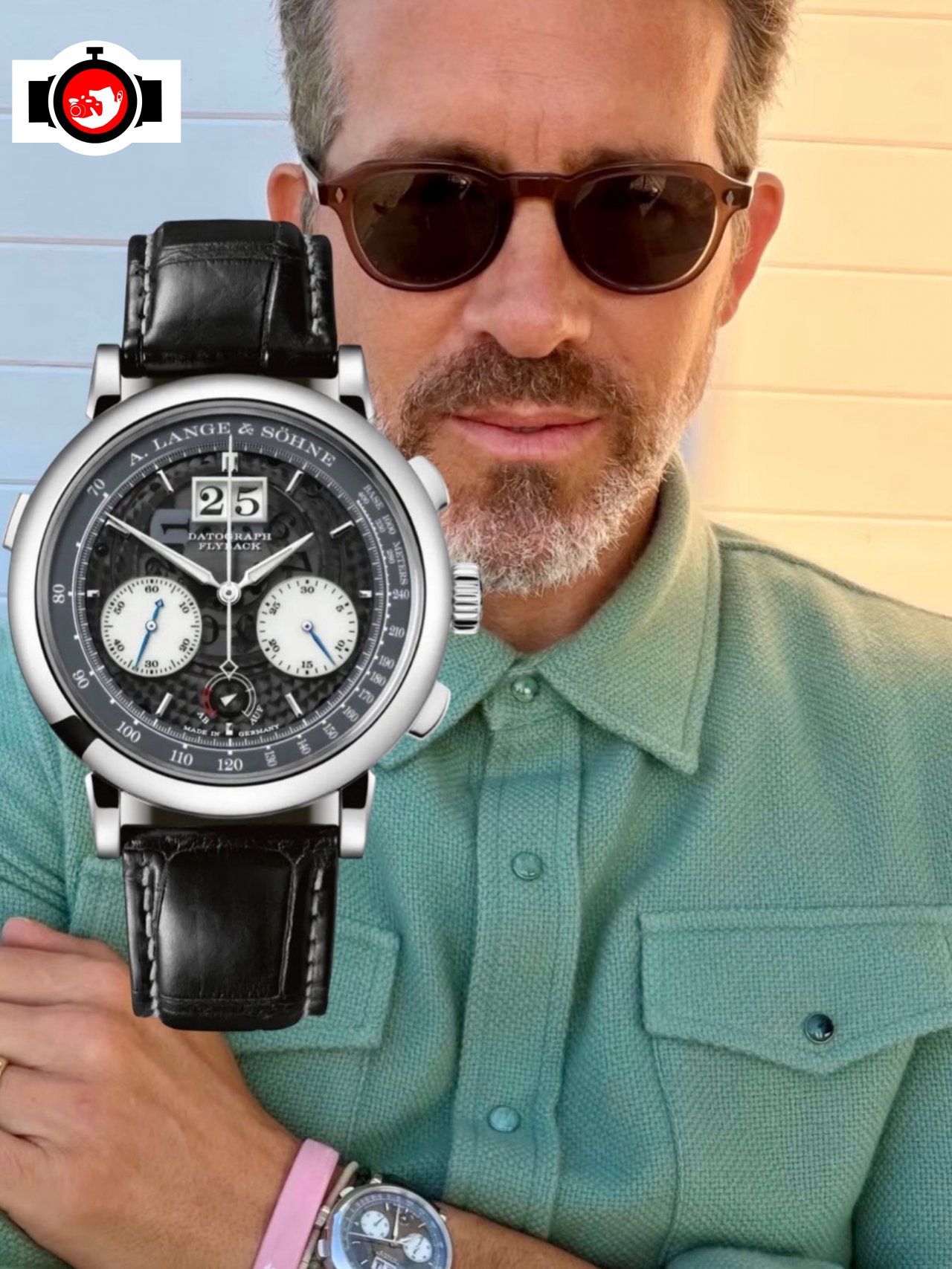 actor Ryan Reynolds spotted wearing a A. Lange & Söhne 410.21