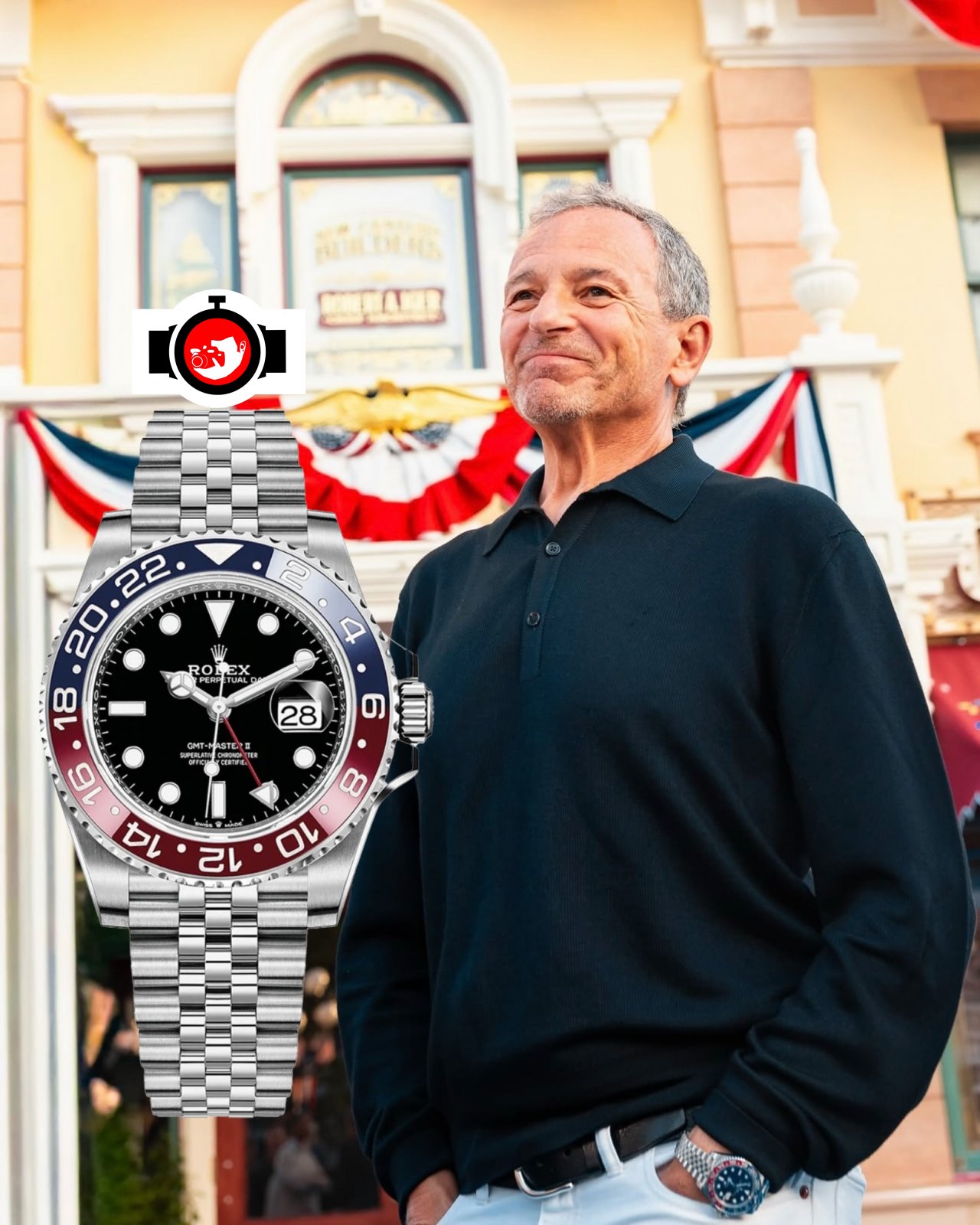 entrepreneur Robert Iger spotted wearing a Rolex 126710BLRO