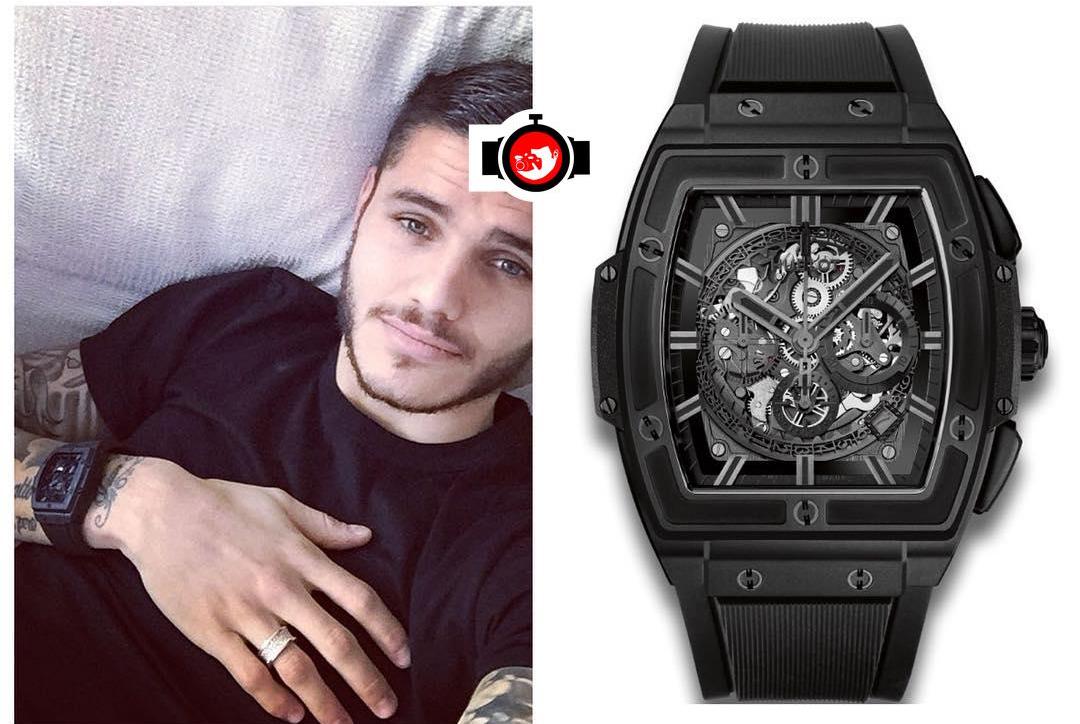 footballer Mauro Icardi spotted wearing a Hublot 601.CI.0110.RX