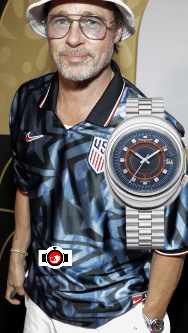 actor Brad Pitt spotted wearing a Jaeger-LeCoultre E856