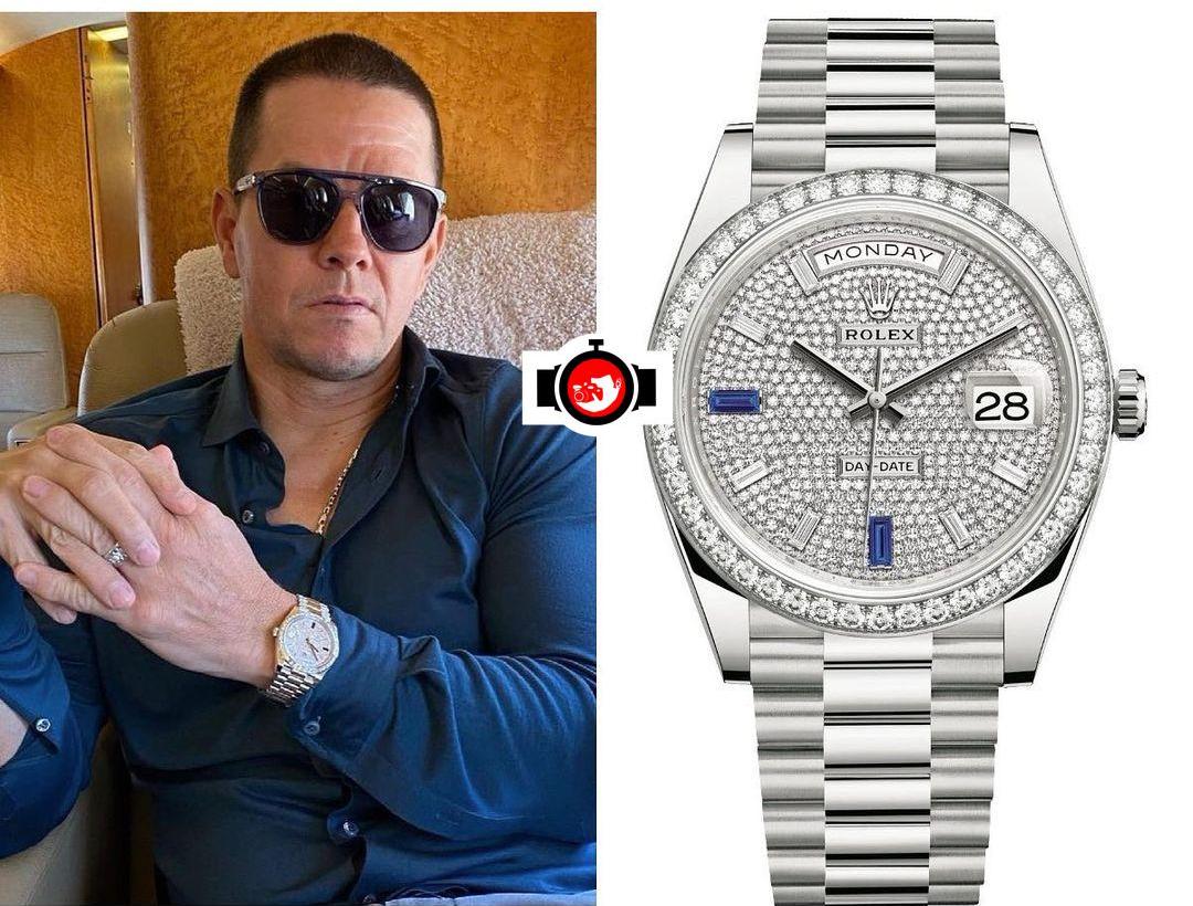 actor Mark Wahlberg spotted wearing a Rolex 228349RBR