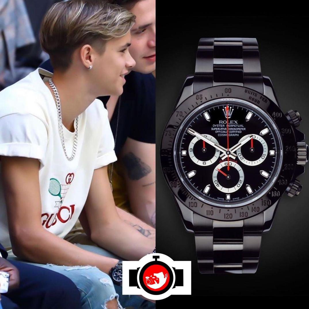 model Romeo Beckham spotted wearing a Rolex 116520
