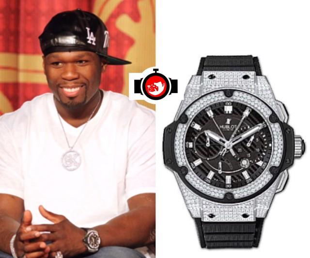rapper 50 Cent spotted wearing a Hublot 709.ZX.1770.RX.1704