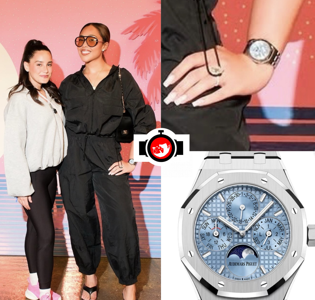 model Jordyn Woods spotted wearing a Audemars Piguet 26684ST.OO.1356ST.01