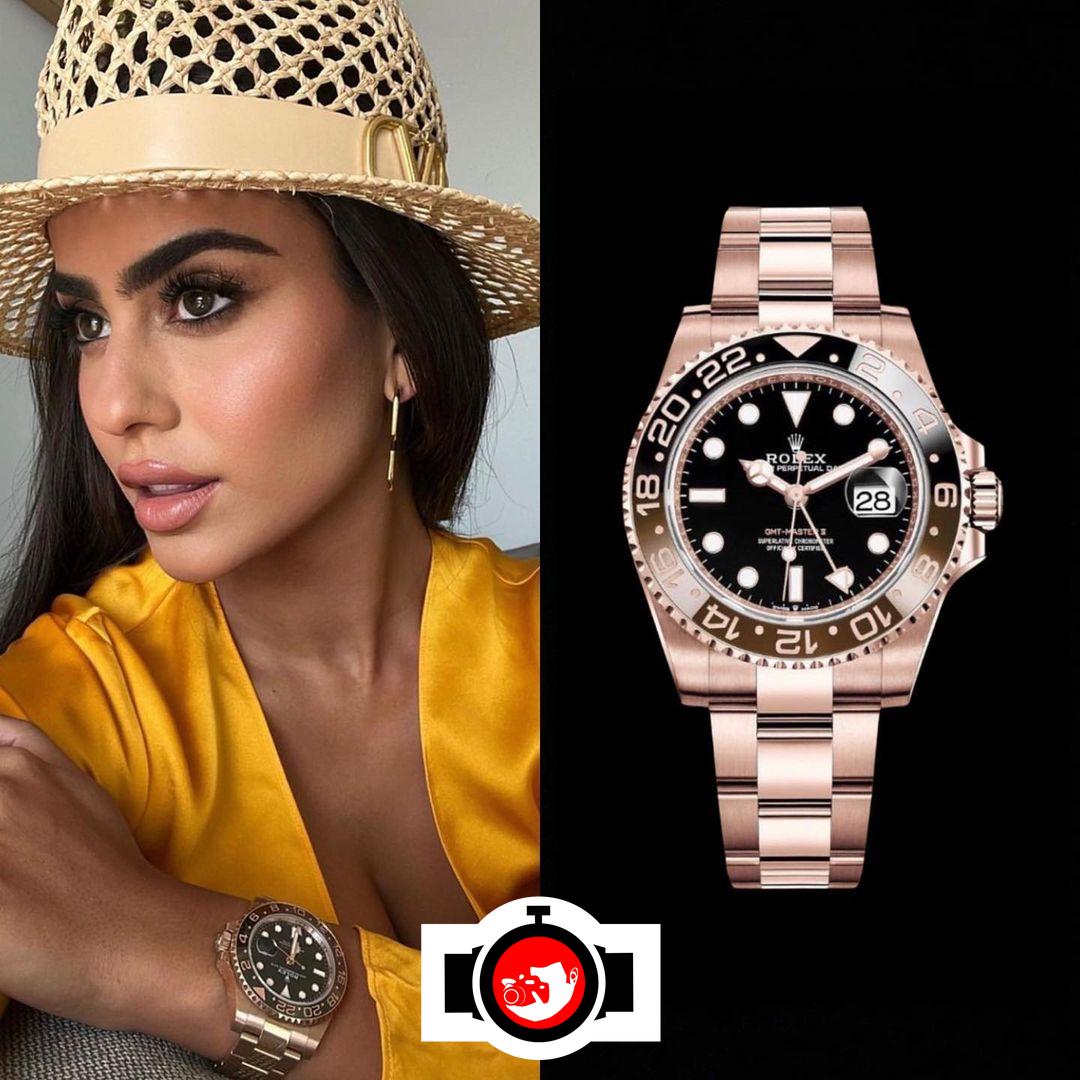 influencer Youmna Khoury spotted wearing a Rolex 126715CHNR