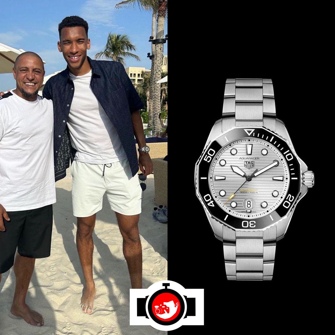 tennis player Felix Aliassime spotted wearing a Tag Heuer 
