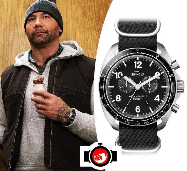 actor Dave Bautista spotted wearing a Shinola 