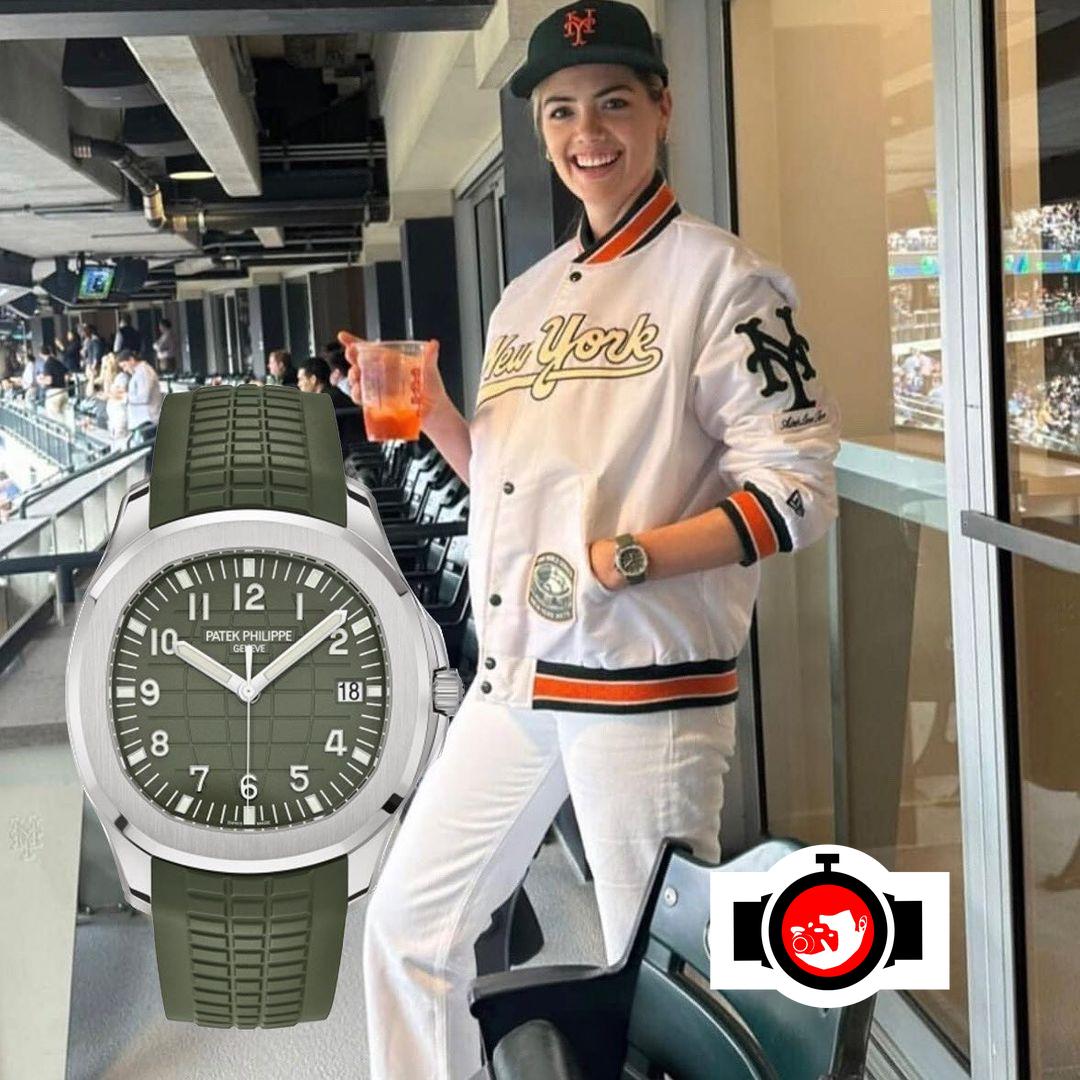 model Kate Upton spotted wearing a Patek Philippe 5168G