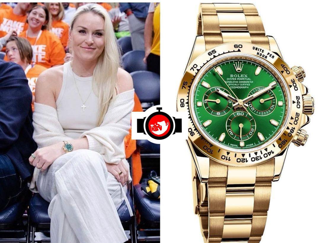 athlete Lindsey Vonn spotted wearing a Rolex 116508