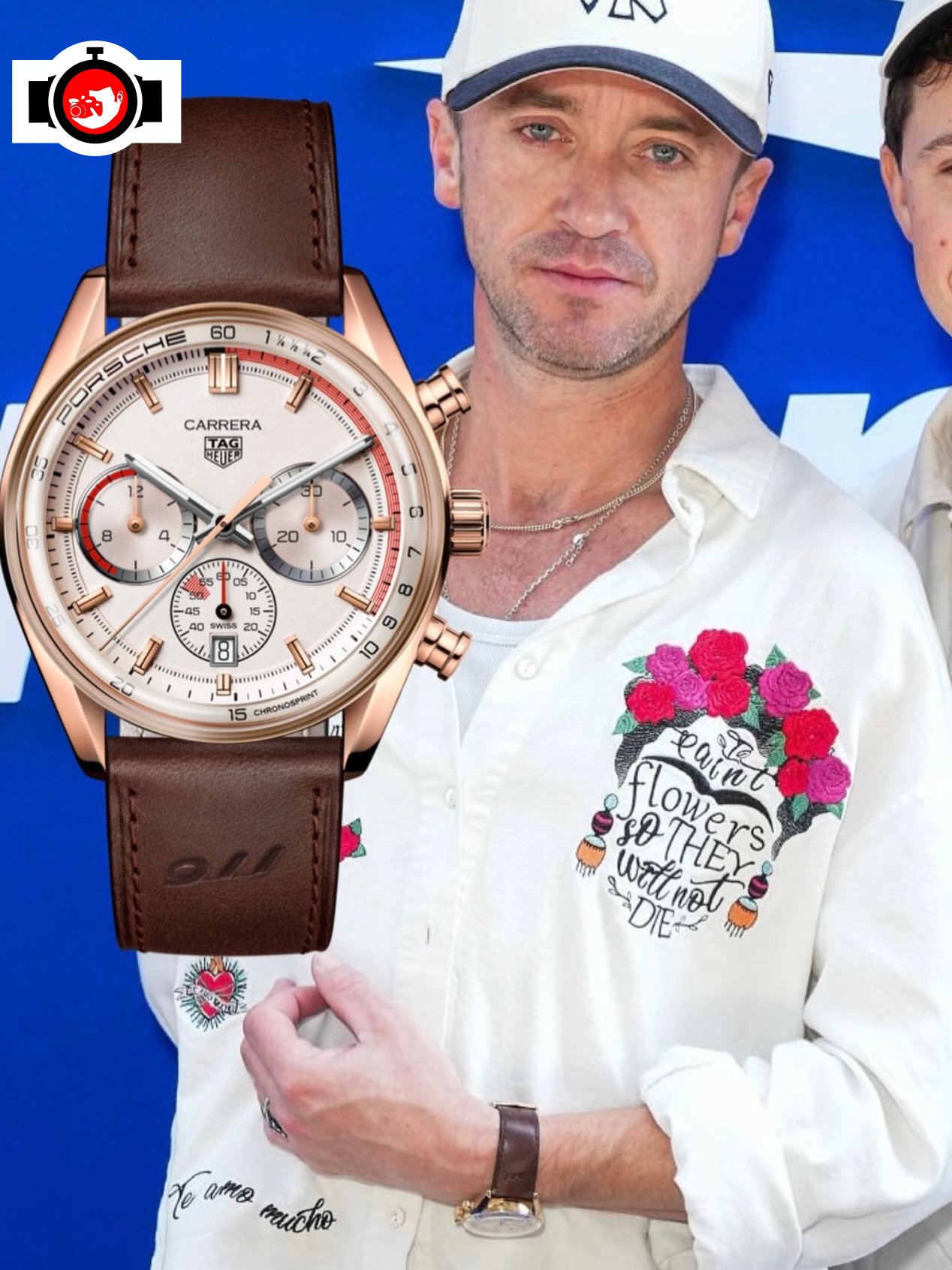 actor Tom Felton spotted wearing a TAG Heuer CAR2A5A.FC6313