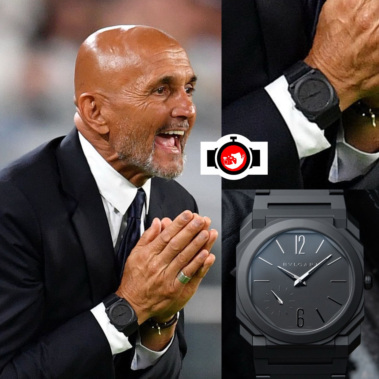 football manager Luciano Spalletti spotted wearing a Bulgari 103077