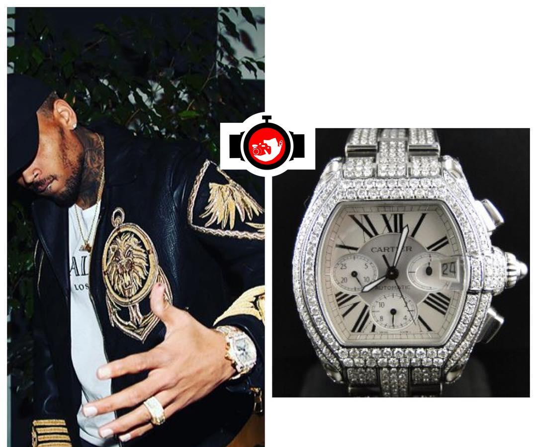 singer Chris Brown spotted wearing a Cartier W62019X6