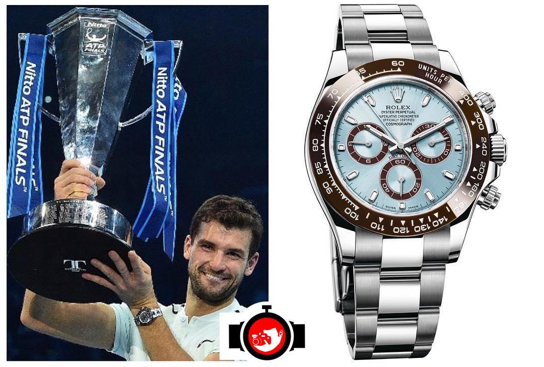 tennis player Grigor Dimitrov spotted wearing a Rolex 116506